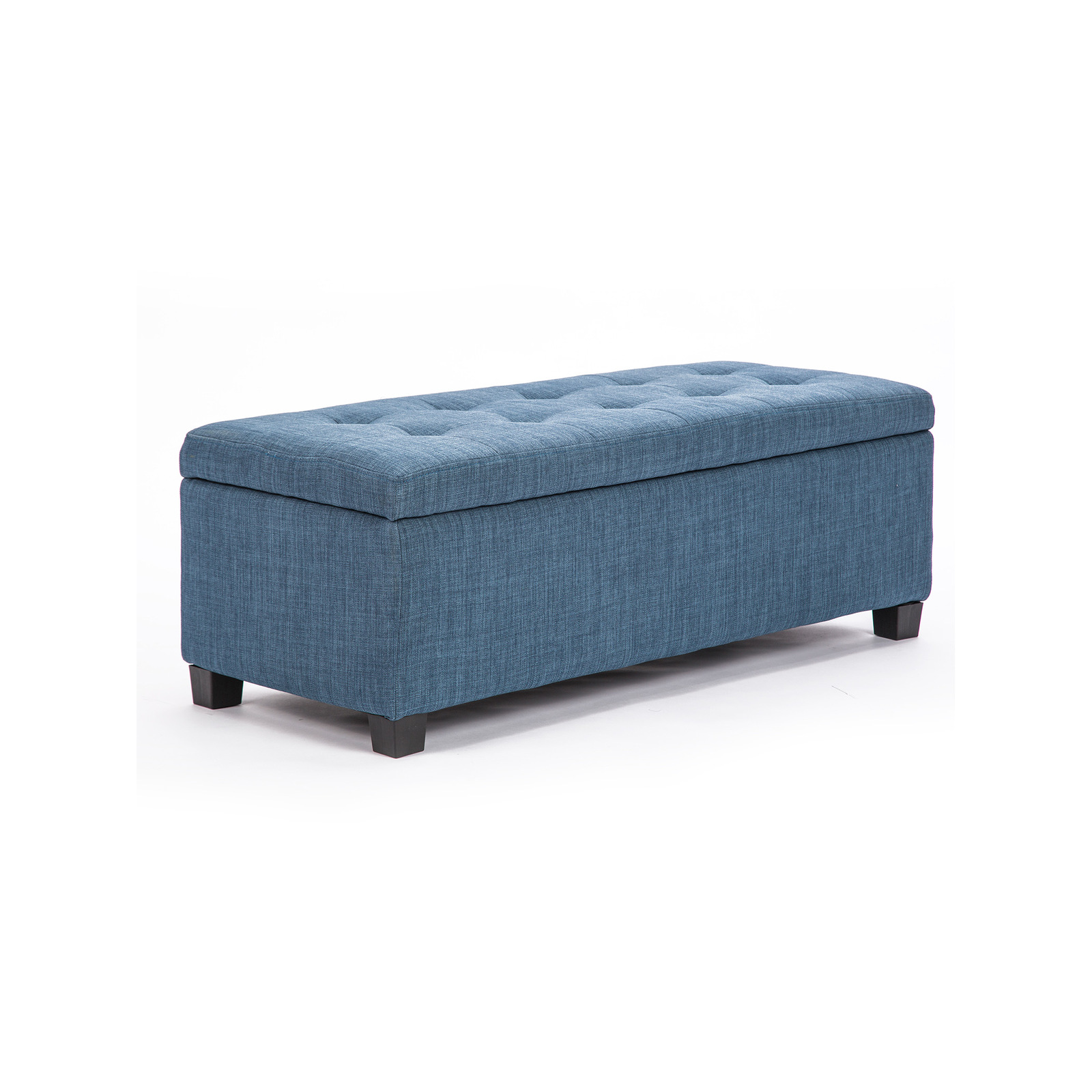 La Bella 102cm Dark Blue Storage Ottoman Stool Fabric Bunnings Australia