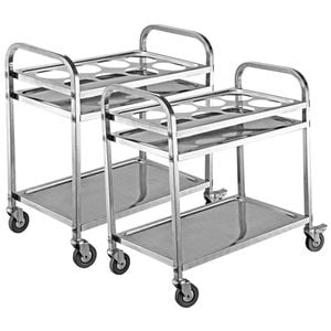 SOGA 2X 2 Tier Stainless Steel 8-Compartment Kitchen Seasoning Trolley