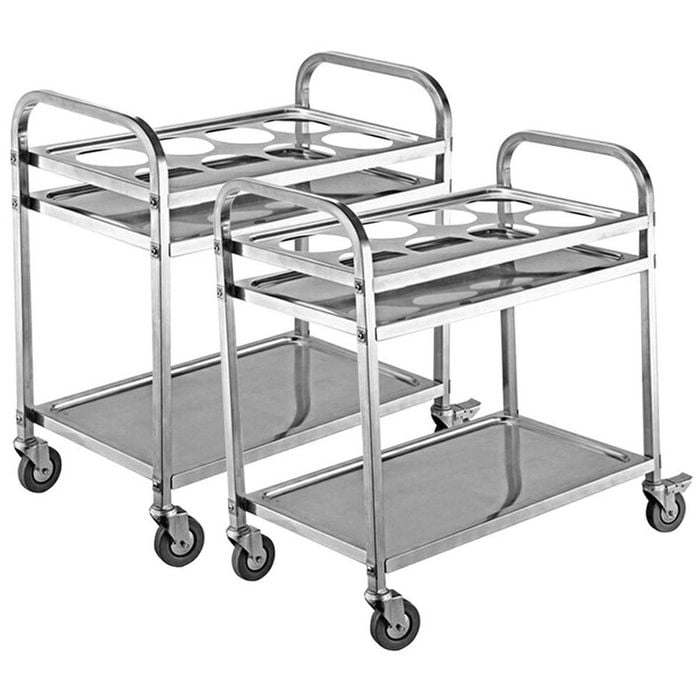 SOGA 2X 2 Tier Stainless Steel 8-Compartment Kitchen Seasoning Trolley