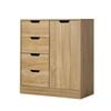 Oikiture Storage Cabinet Bathroom Buffet 4 Drawer Freestanding Cupboard Natural