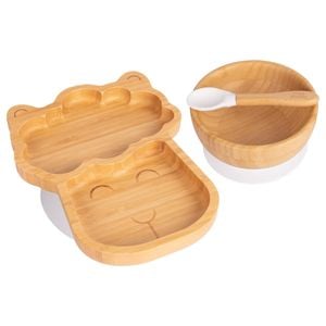 Tiny Dining 3pc Bamboo Llama Baby Feeding Set with Suction Cup