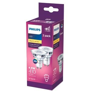 Philips 4.6W GU10 Warm White Classic LED Spot - 2 Pack
