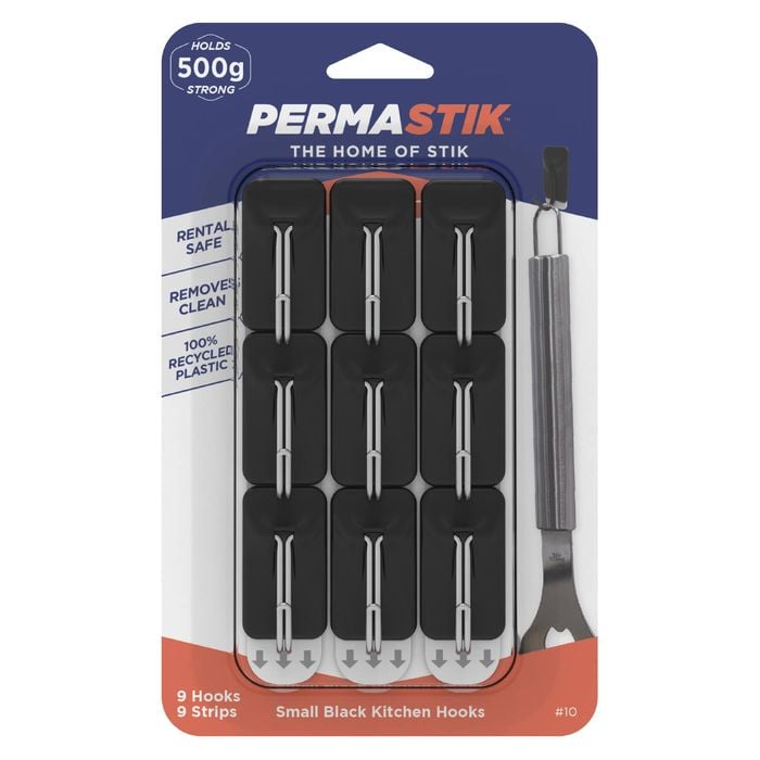 Permastik Small Black Kitchen Hooks - 9 Pack