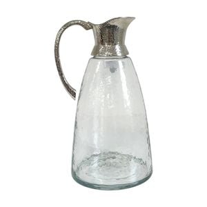 SS Collective Hammered Glass Jug With Sleek Silver Spout 1.75L