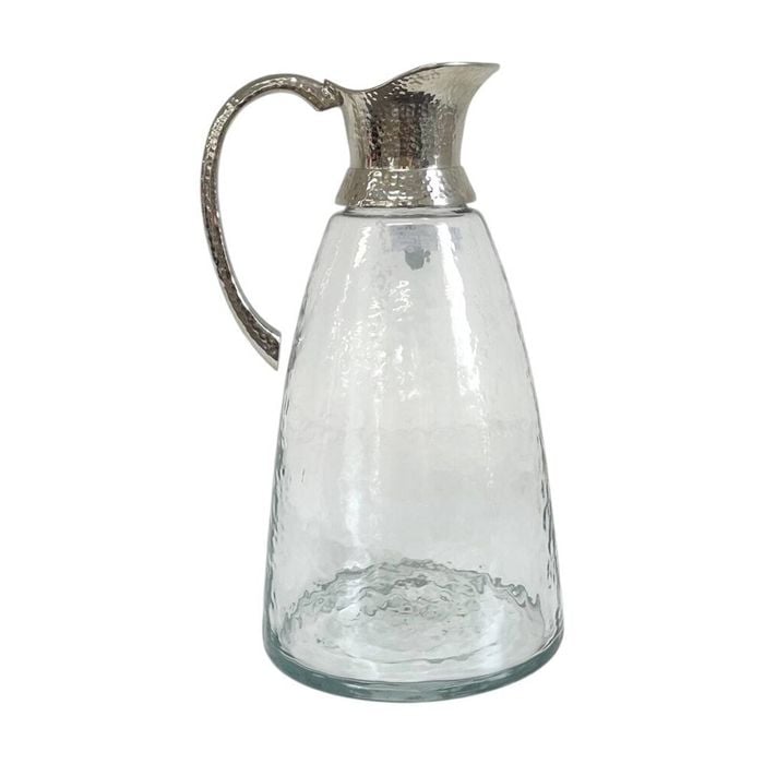 SS Collective Hammered Glass Jug With Sleek Silver Spout 1.75L