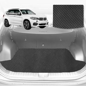 6D Diamond Car Boot Mat for BMW X5 (F15 F85)2013-2018-(3rd Row seats up/7 seater)-Cargo Mat-Black-Outback GT