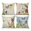 Catzon 4 Pcs Linen Throw Pillow Covers Watercolor Flower for Bed Sofa Decor 40X40cm