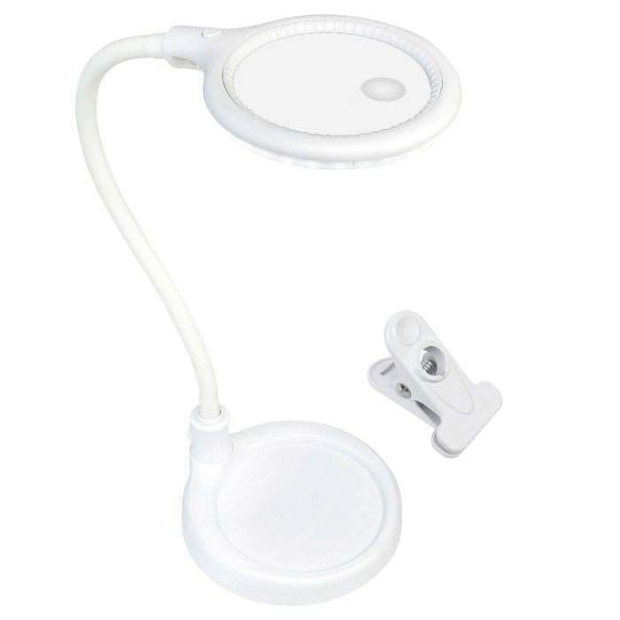 Brilliant White Magoo Magnifier Clamp And Desk Lamp