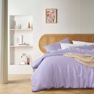 Vintage Design Homewares Super King Light Slate Grey Lilac French Linen Quilt Cover Set
