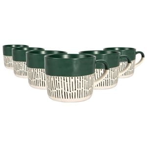 Nicola Spring Dipped Dash Stoneware Coffee Mugs - 450ml - Pack of 6