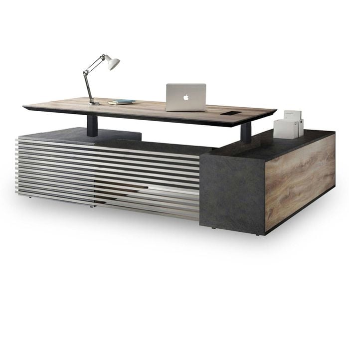 Modern Furniture PHOENIX 2.0 - Sit Stand Electric Lift Desk - Warm Oak & Black
