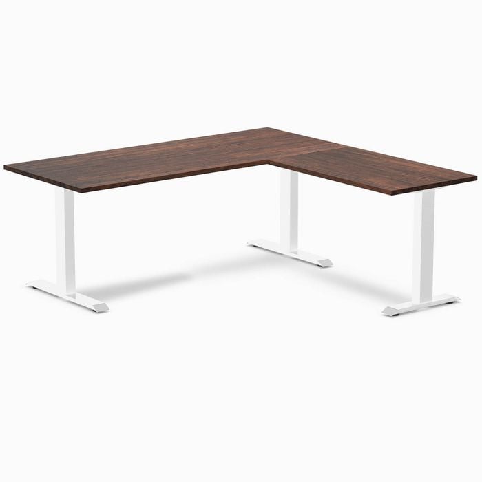 Desky Fixed Height American Rustic Pine Softwood L-shape Office Desk 1800x1750mm White Frame