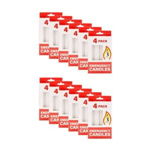 12x 4pc Candle Emergency Lighting Candles 3 Hours Burn Time White