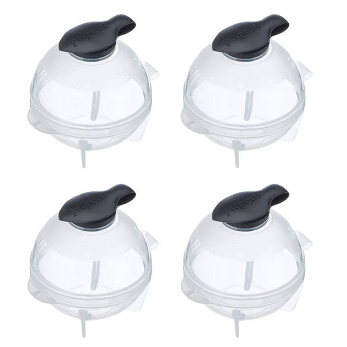 4pc Prepara Jumbo Slow-Melting Whiskey Drink Ice Ball Sphere Mould Large Black