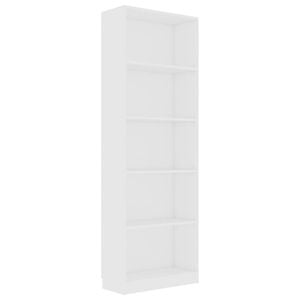 vidaXL 5-Tier Book Cabinet White Engineered Wood Storage Rack Bookcase Stand