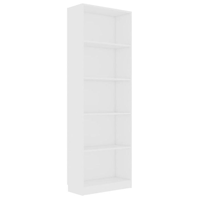 vidaXL 5-Tier Book Cabinet White Engineered Wood Storage Rack Bookcase Stand