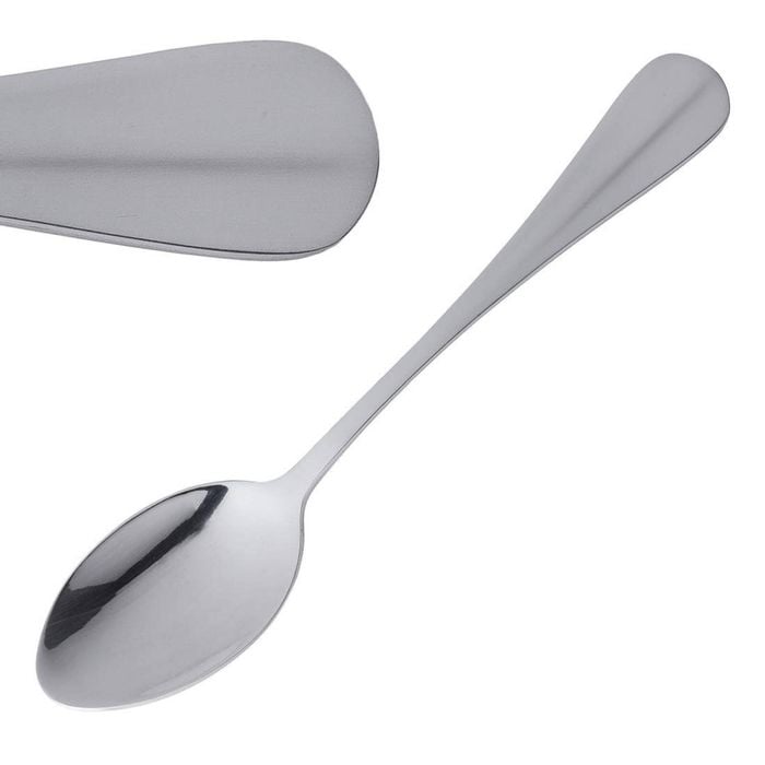 Olympia Dessert Spoons Baguette 18/0 Stainless Steel High Polish Finish 12 Pack 180mm