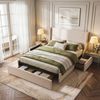 Artiss Double Bed Frame With 3 Storage Drawers Beige