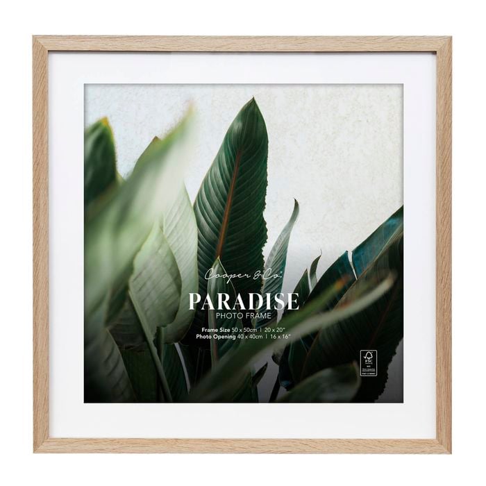Cooper & Co. 50x50cm Mat to 40x40cm Premium Paradise Wooden Photo Frame Natural