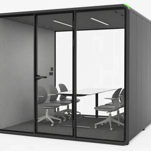 Focuspod Max Acoustic Boardroom Pod — 6 Person Large Soundproof Meeting Room (black)