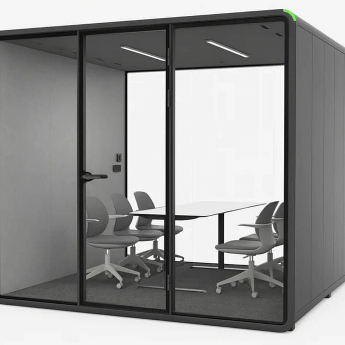Focuspod Max Acoustic Boardroom Pod — 6 Person Large Soundproof Meeting Room (black)