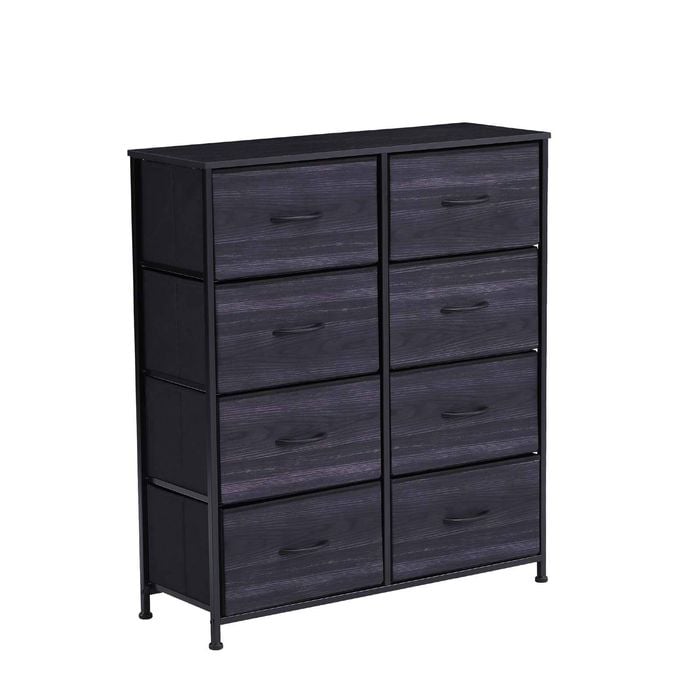Bellos Living 8 Drawer Chest Woodgrain Pattern in Black
