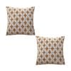 SOGA 2X 50cm Brown Checkered Chain Jacquard Square Pillows