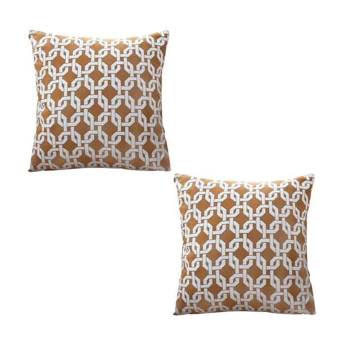 SOGA 2X 50cm Brown Checkered Chain Jacquard Square Pillows