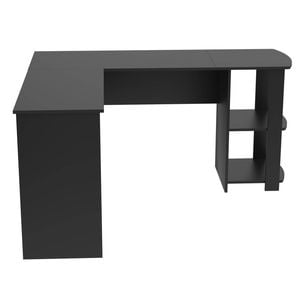 Ufurniture L Shaped Computer Desk with Storage Shelves Black