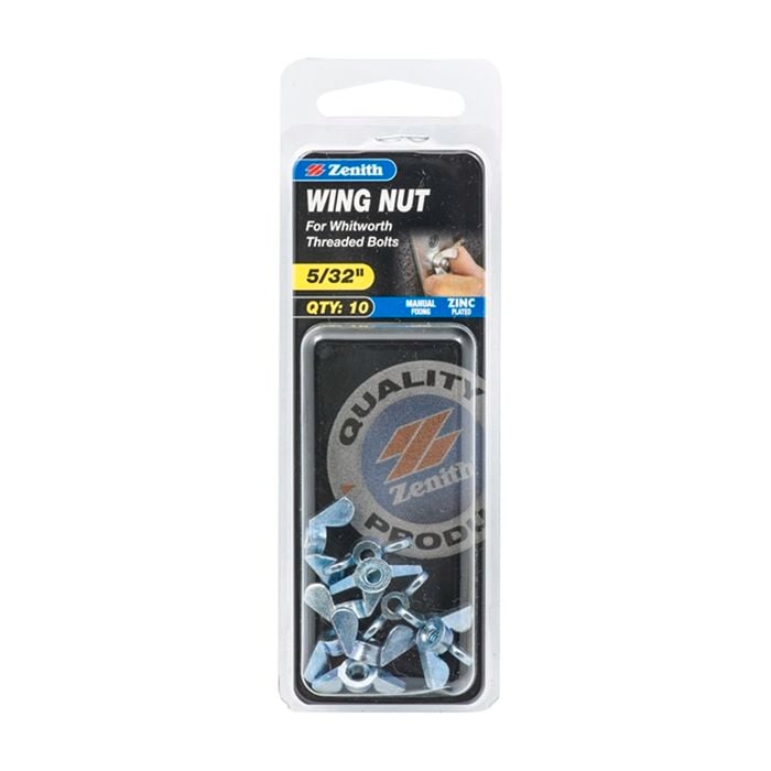Zenith 5/32" Zinc Plated Wing Nut - 10 Pack