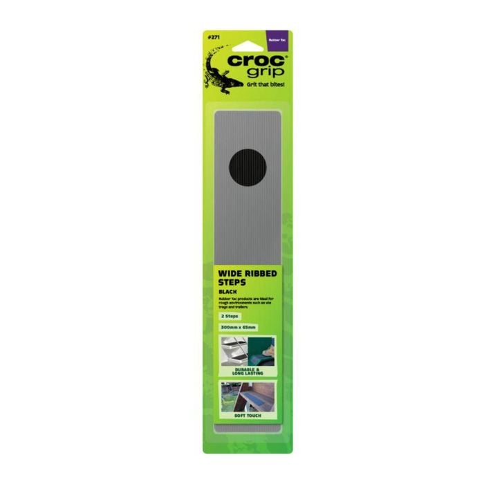 Croc Grip Black Traction Tread Step Strips - 2 Pack