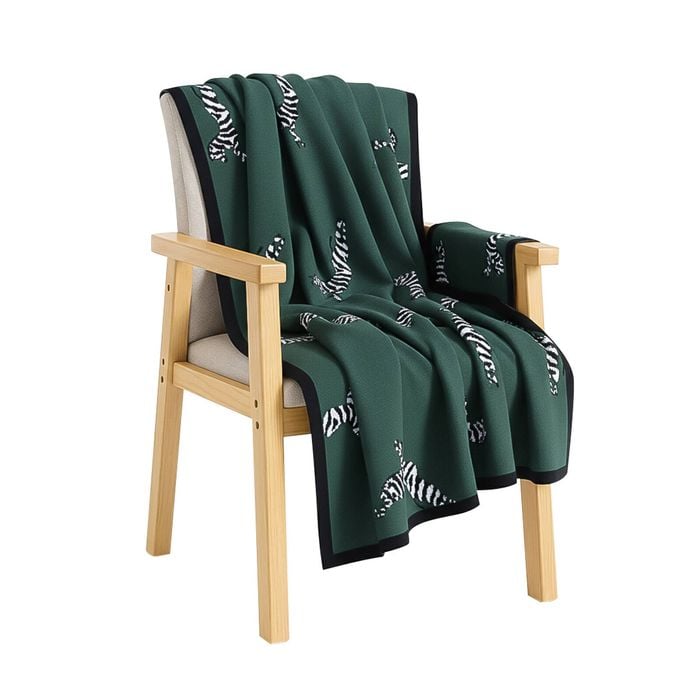 SOGA Forest Green Zebra Print Throw Blanket 130x180cm Acrylic