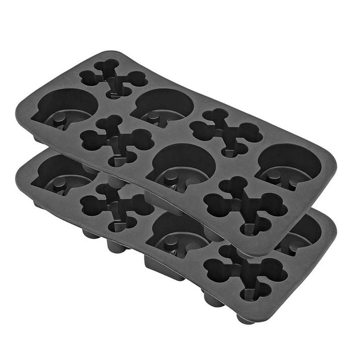 Catzon 2 Pcs Skull Bone Ice Cube Trays for Halloween Party Drinks Making
