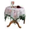Catzon Lace Square Pink Tablecloth Floral Embroidery Pattern with Bead Tassel