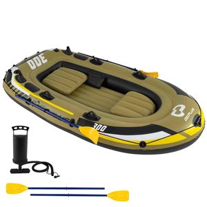 Costway Inflatable Boat 3Person Fishing Raft Set Dinghy Oars Pump-Green