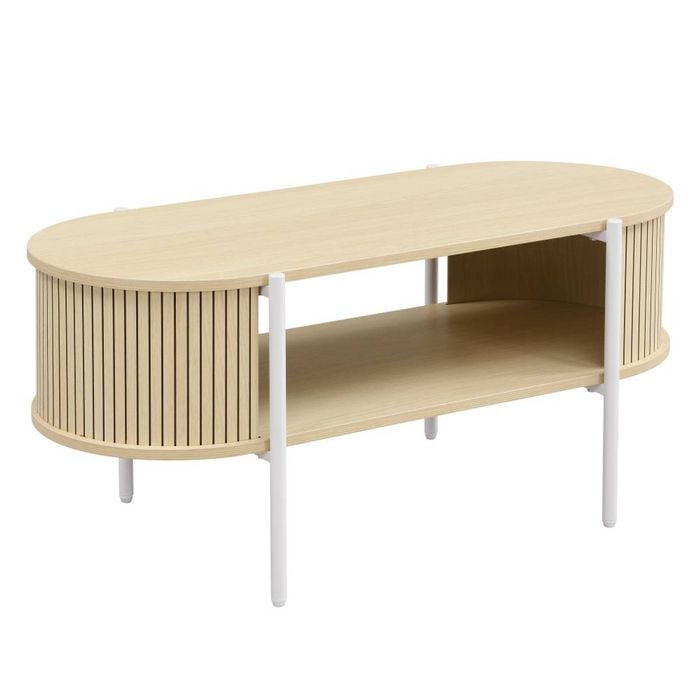 Mia Coffee Table Oval Light Oak and White