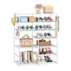 SOGA 12-Tier White Shoe Rack with Hooks