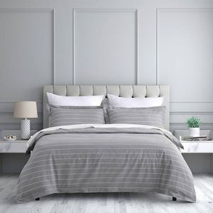 Jason Commercial King Single Studio Stripe Quilt Cover Set 165x210cm Silver