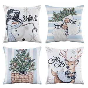 Jingle Jollys Christmas Cushion Covers Set of 4 Pillow Covers 45x45cm Christmas Decor Blue