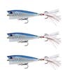 3x 13 Fishing 75mm Poppy Mc Pop Face Topwater Popper Lures - Chrome Blue Back