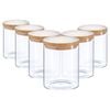 Argon Tableware Glass Storage Jar - Wooden Lid - 750ml - Modern Round Scandi Organisation Container Glass Jar - Set Of 6
