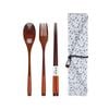 Anygleam 3pcs Orange White Pouch Set – Wooden Cutlery Travel Kit
