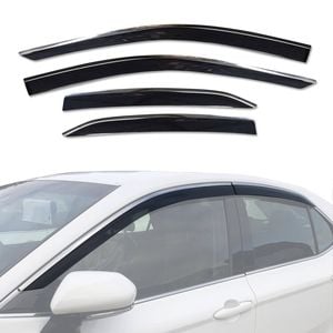 AUSGO Stainless Trim Weather Shields for Toyota Camry 2017-2024 Weathershields Window Visors Wind Deflectors