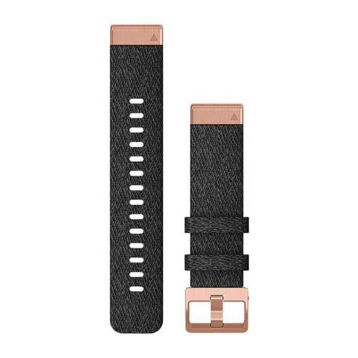 Garmin Fenix 6s 20mm Quickfit Heathered Black Nylon Band W/rose Gold