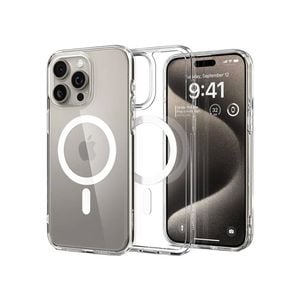 Case Clear Magnetic Shockproof Cover - For Apple iPhone 15 Pro Max (Clear)
