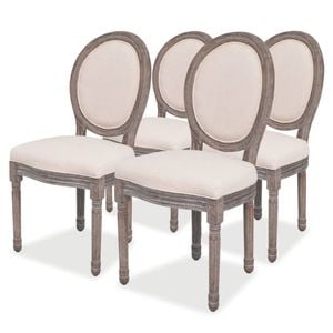 vidaXL 4x Dining Chairs Linen Foam-Padded Kitchen Living Room