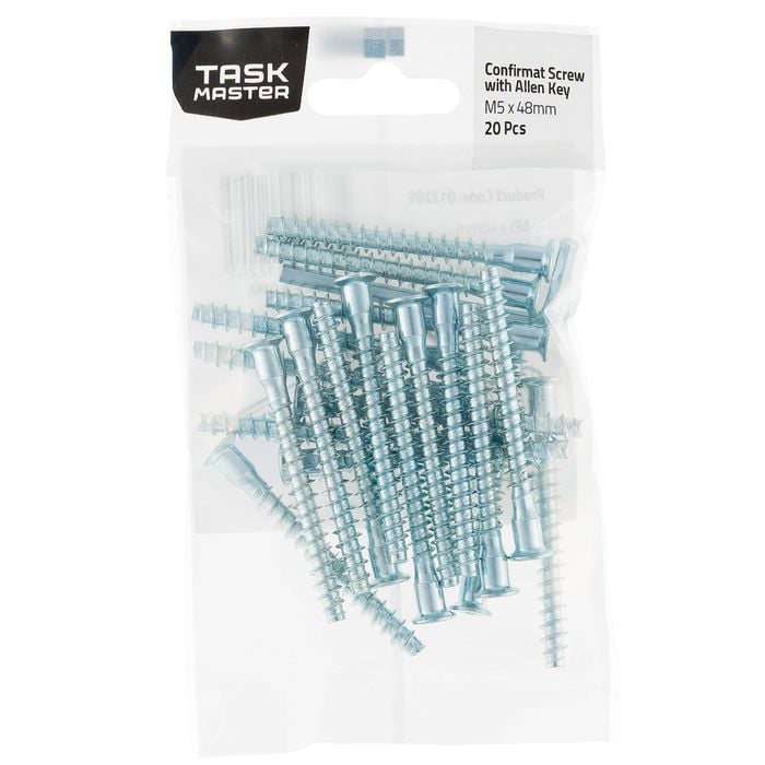 Taskmaster M5 x 48mm Confirmat Screw with Allen Key - 20 Pack