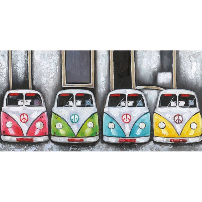 P&P Kombi Vans Canvas Print - Elegant Modern Wall Art for Living Room, Bedroom & Office Décor 100x50cm