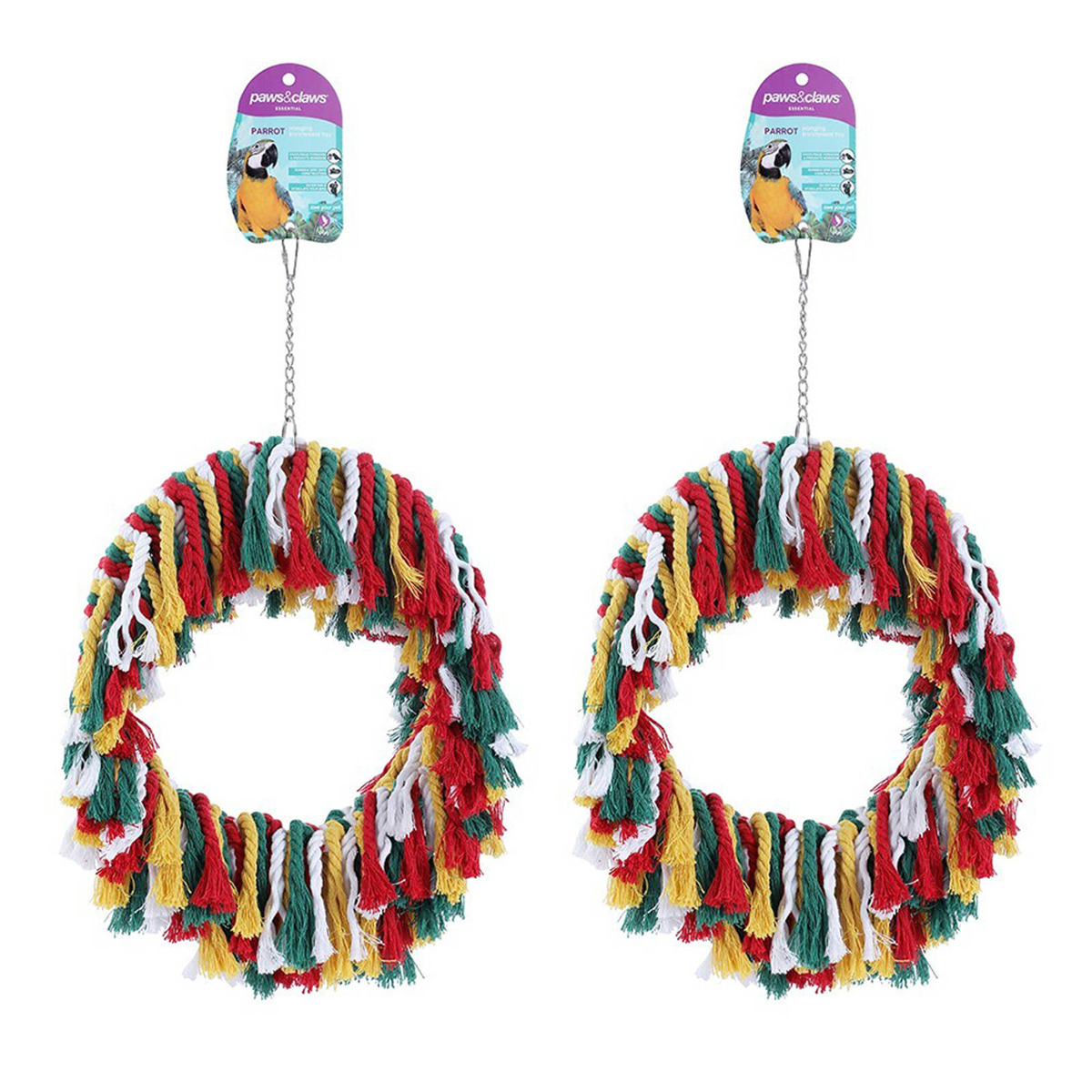 2x Paws & Claws 44x30cm Rope Ring Parrot Pet/Bird Toy - Bunnings Australia