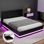 Artiss Bed Frame RGB LED Gas Lift Queen LUMI